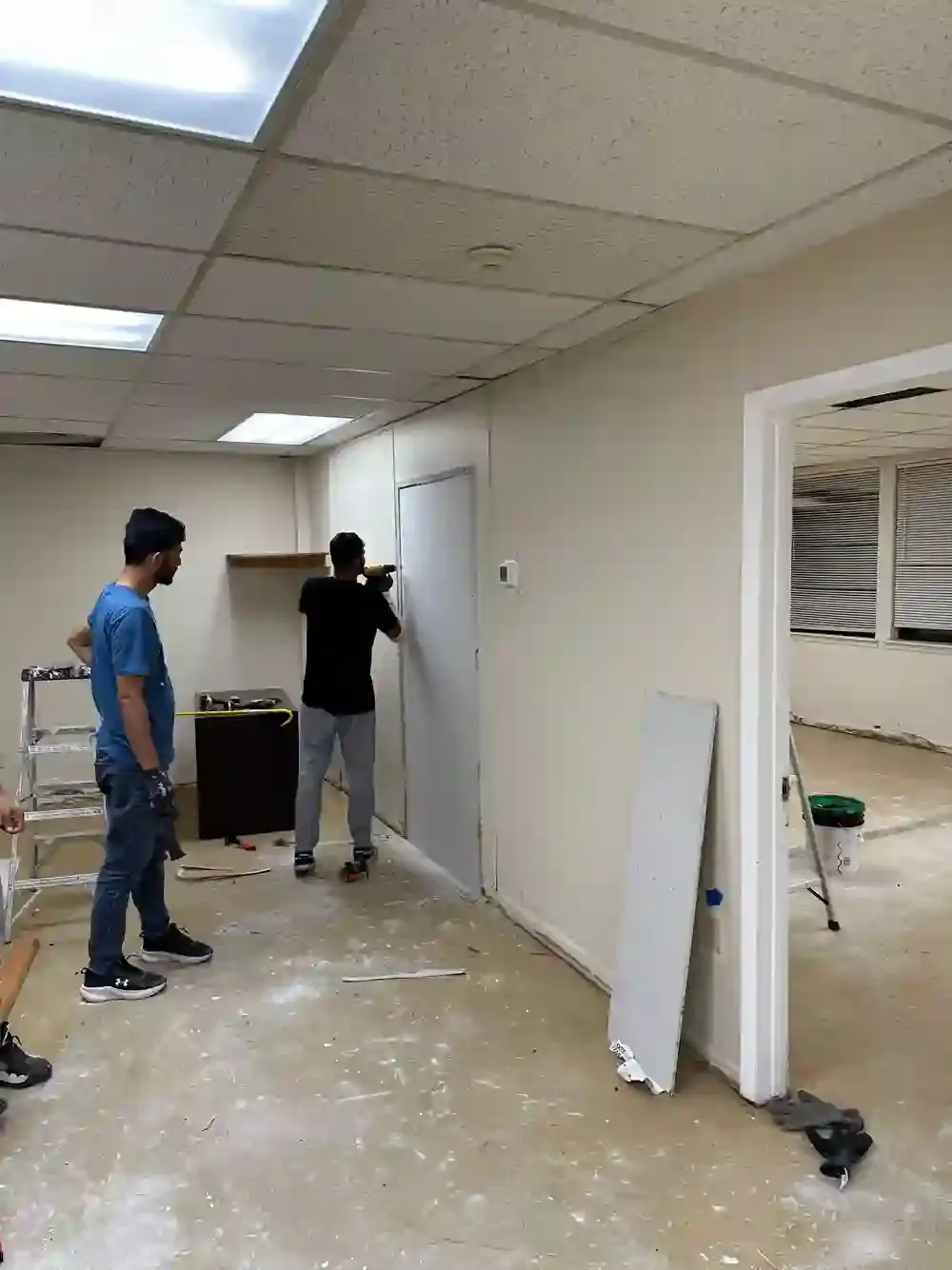 Interior drywall and wall repair in progress